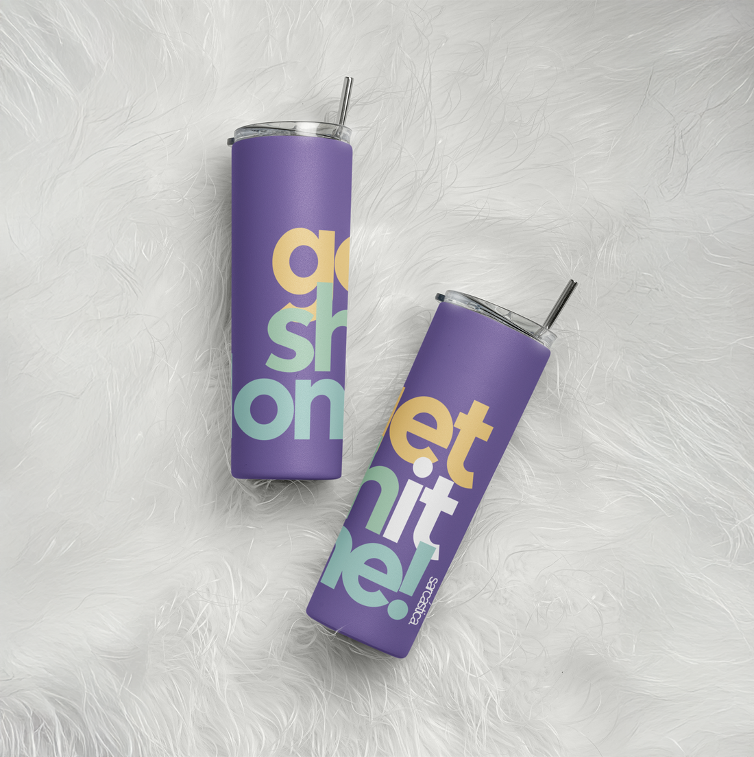 Tumbler Get Shit Done (fondo morado)