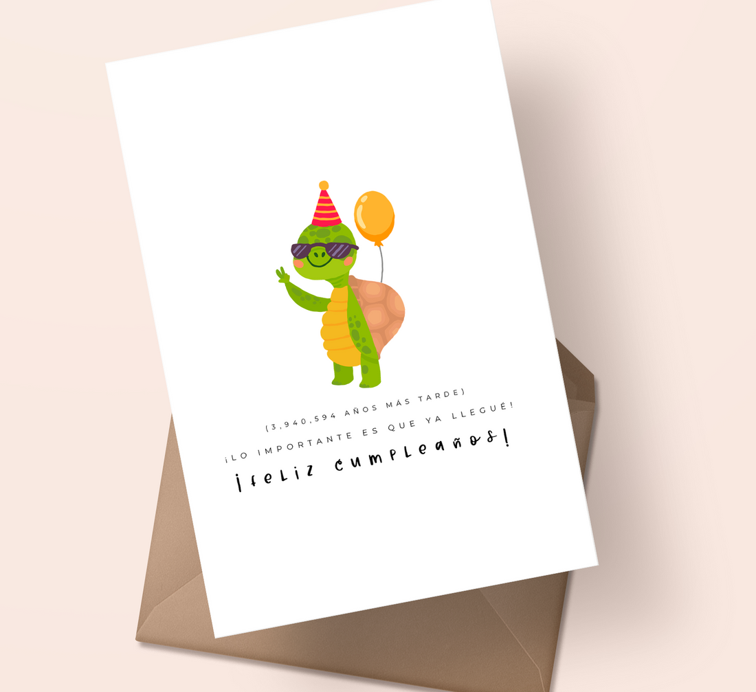 Postal Tortuga ¡Feliz Cumpleaños Atrasado!