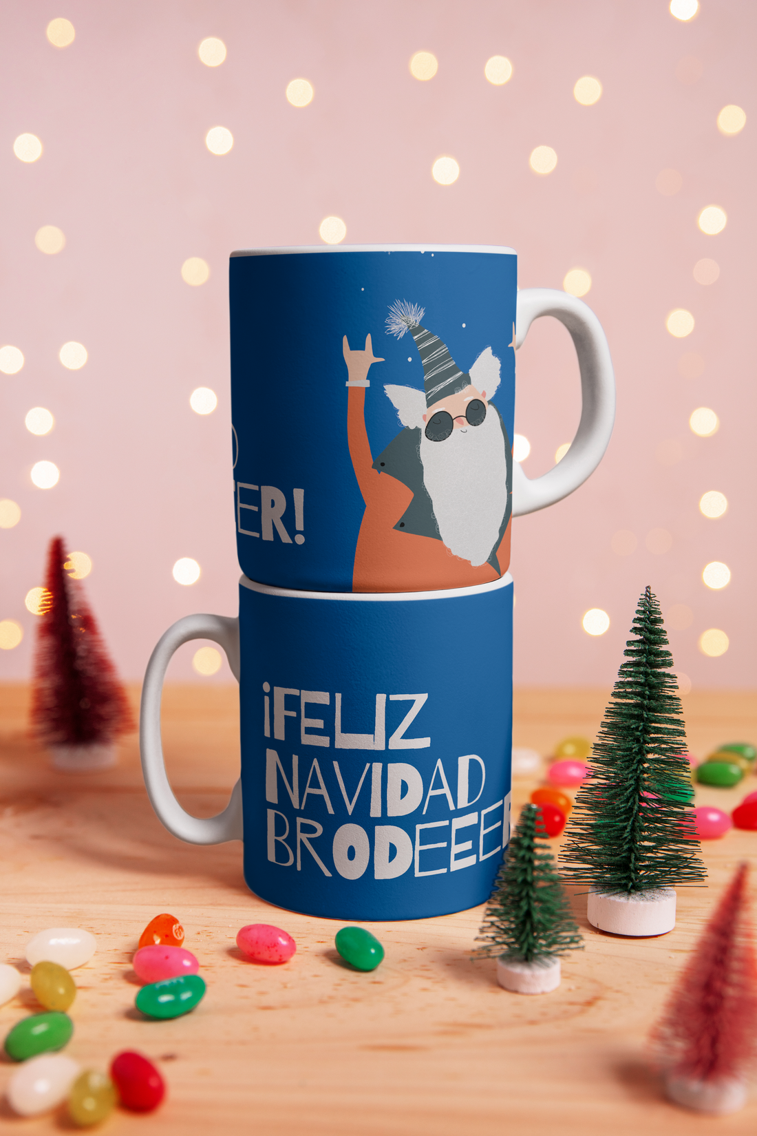 Taza Navideña - Feliz Navidad Brodeeer! AZUL