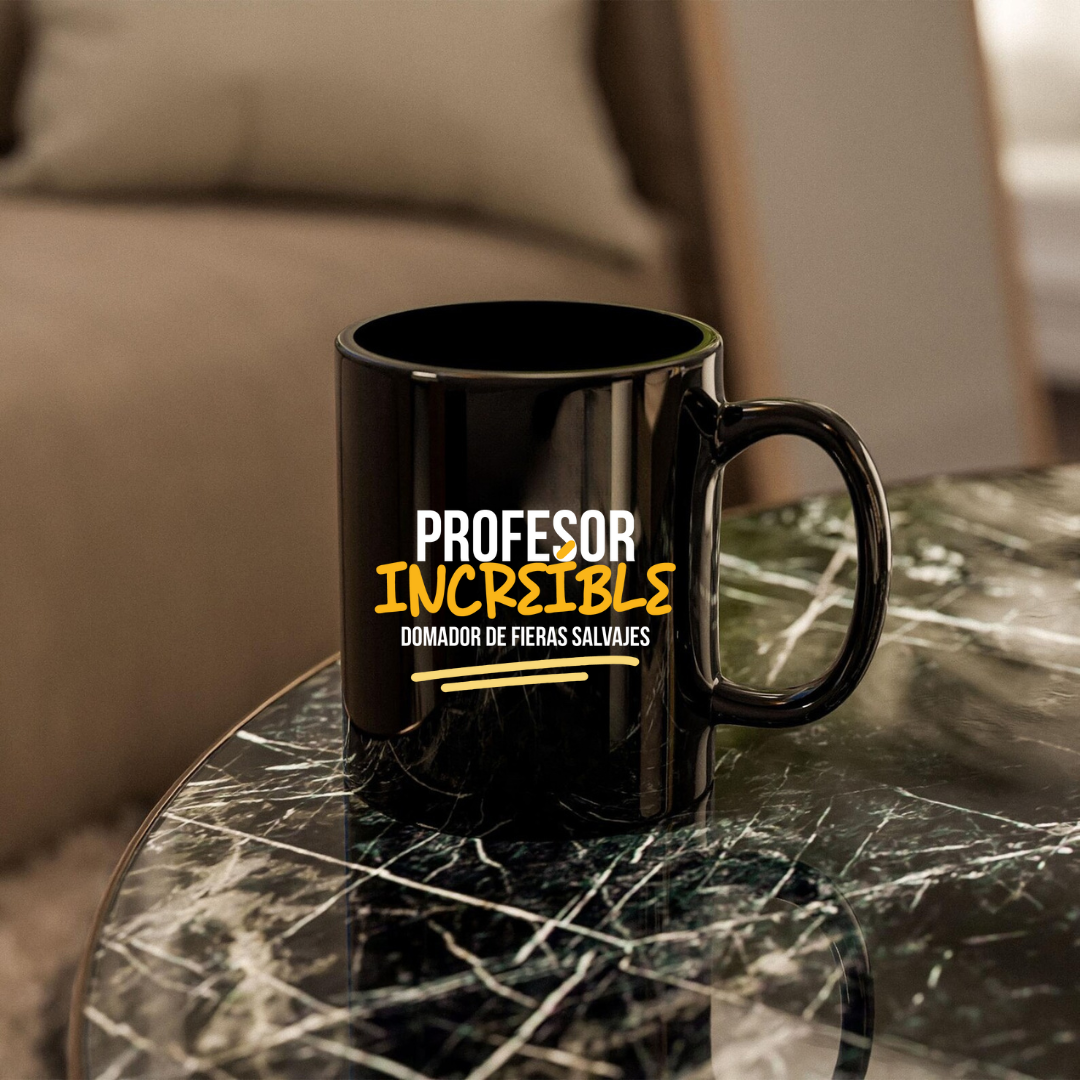 Taza Negra Maestro Profesor Increíble