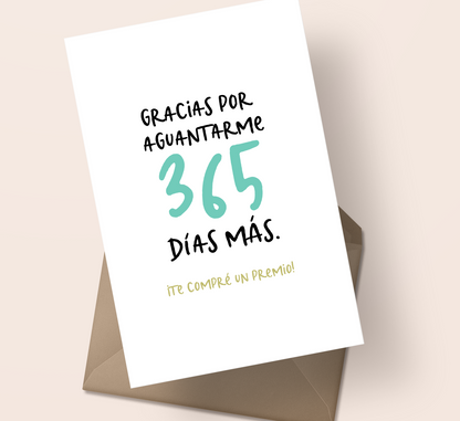 Postal Gracias por aguantarme 365 días más