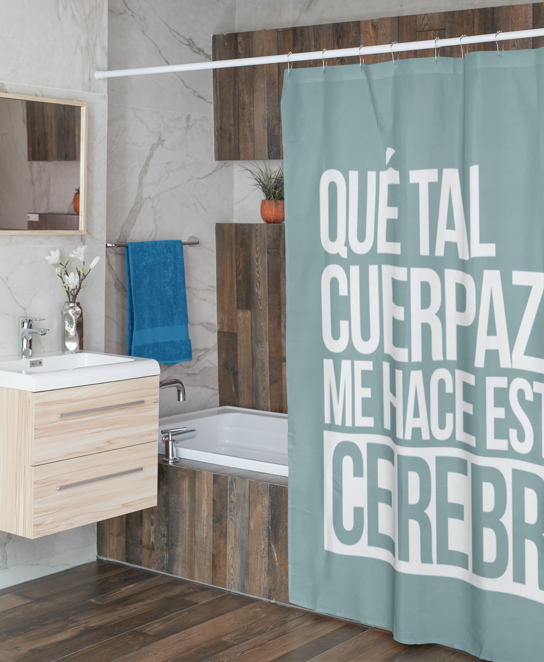 Cortina de Baño: Que tal cuerpazo me hace este cerebro