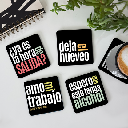 Colección Posavasos Office "Deja el hueveo" Negro