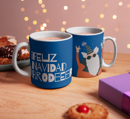 Taza Navideña - Feliz Navidad Brodeeer! AZUL