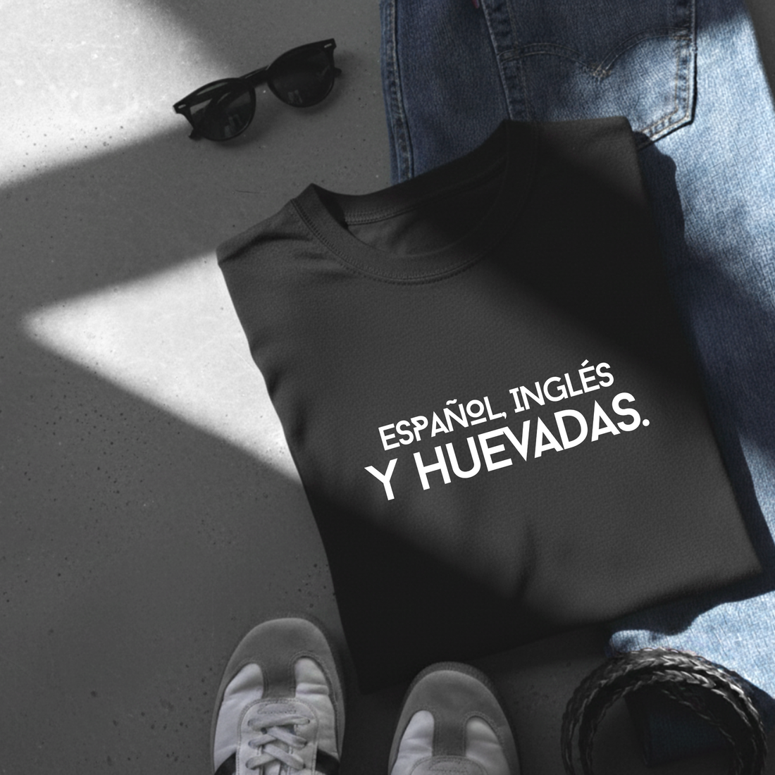 Polo Hombre Español, inglés y huevadas