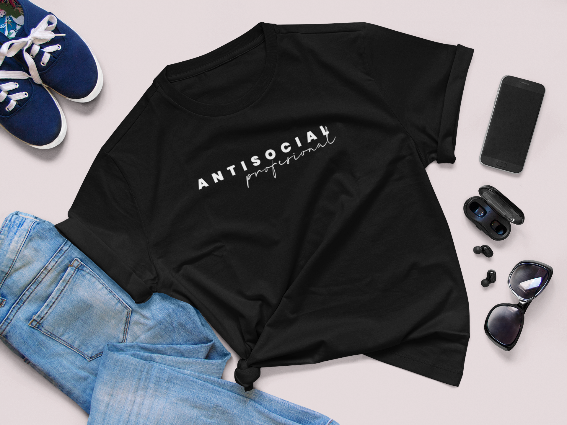 Polo Mujer "Antisocial Profesional"