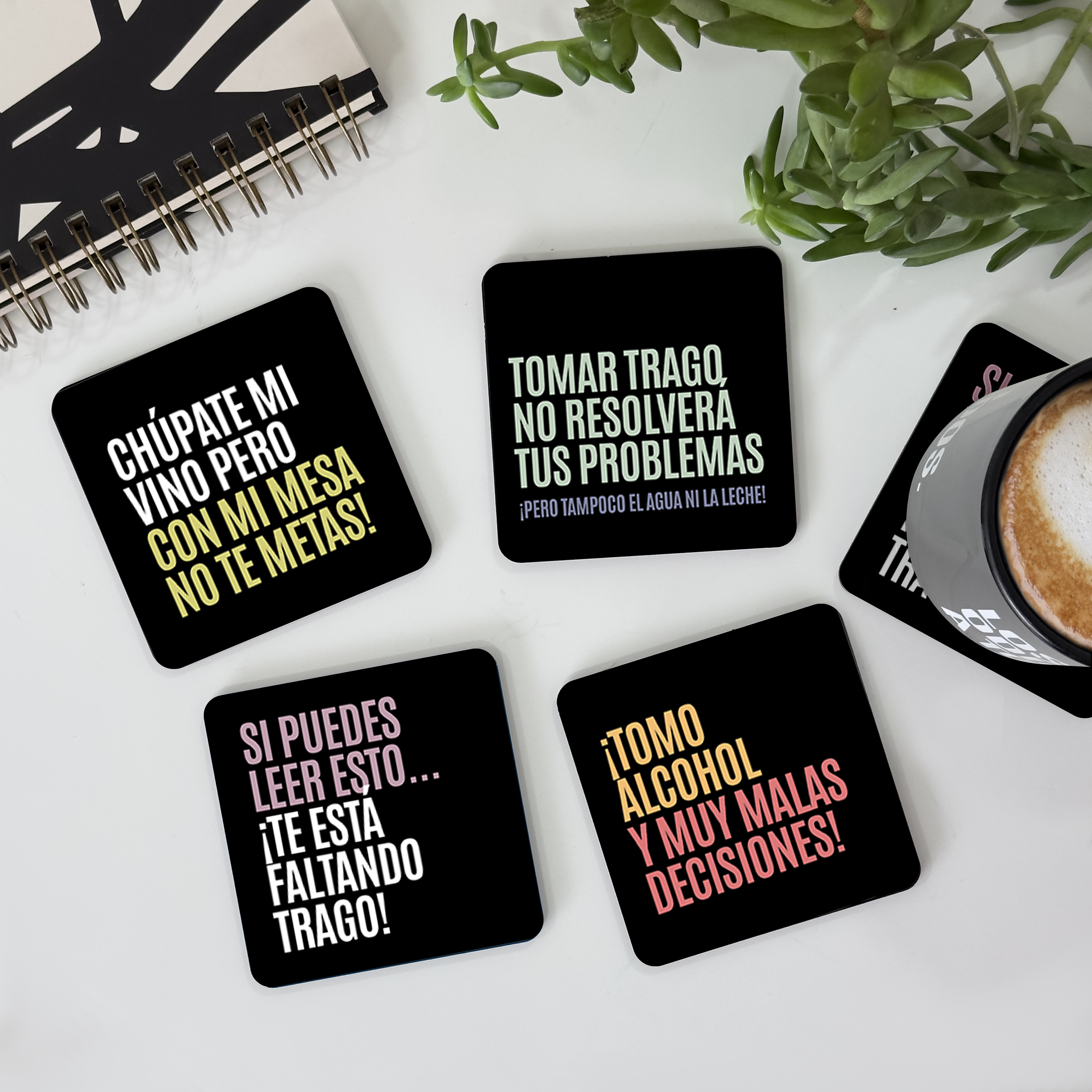 Colección Posavasos "Con mi mesa no te metas" Negro