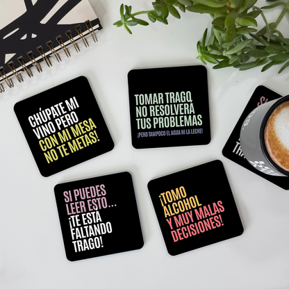 Colección Posavasos "Con mi mesa no te metas" Negro