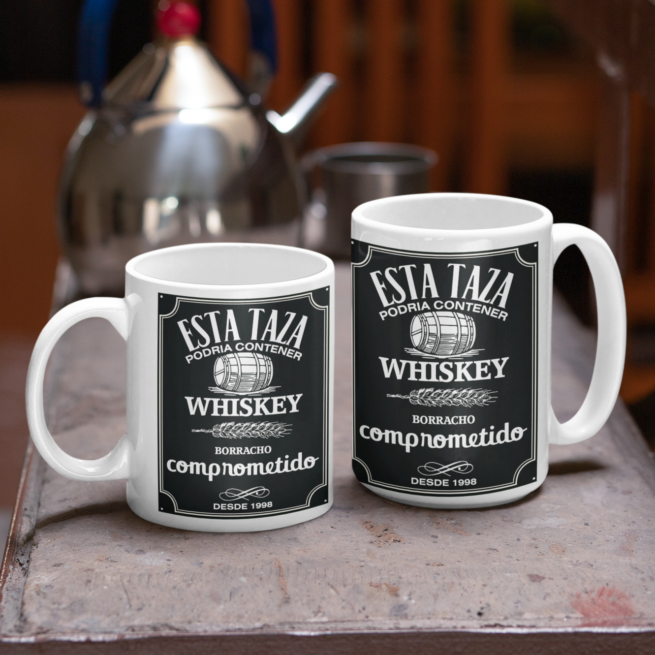 Taza Whiskey, borracho comprometido