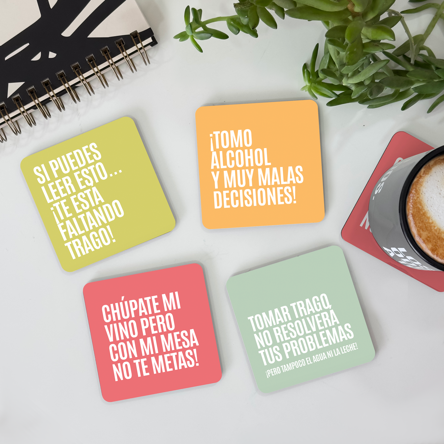 Colección Posavasos Color "Con mi mesa no te metas"