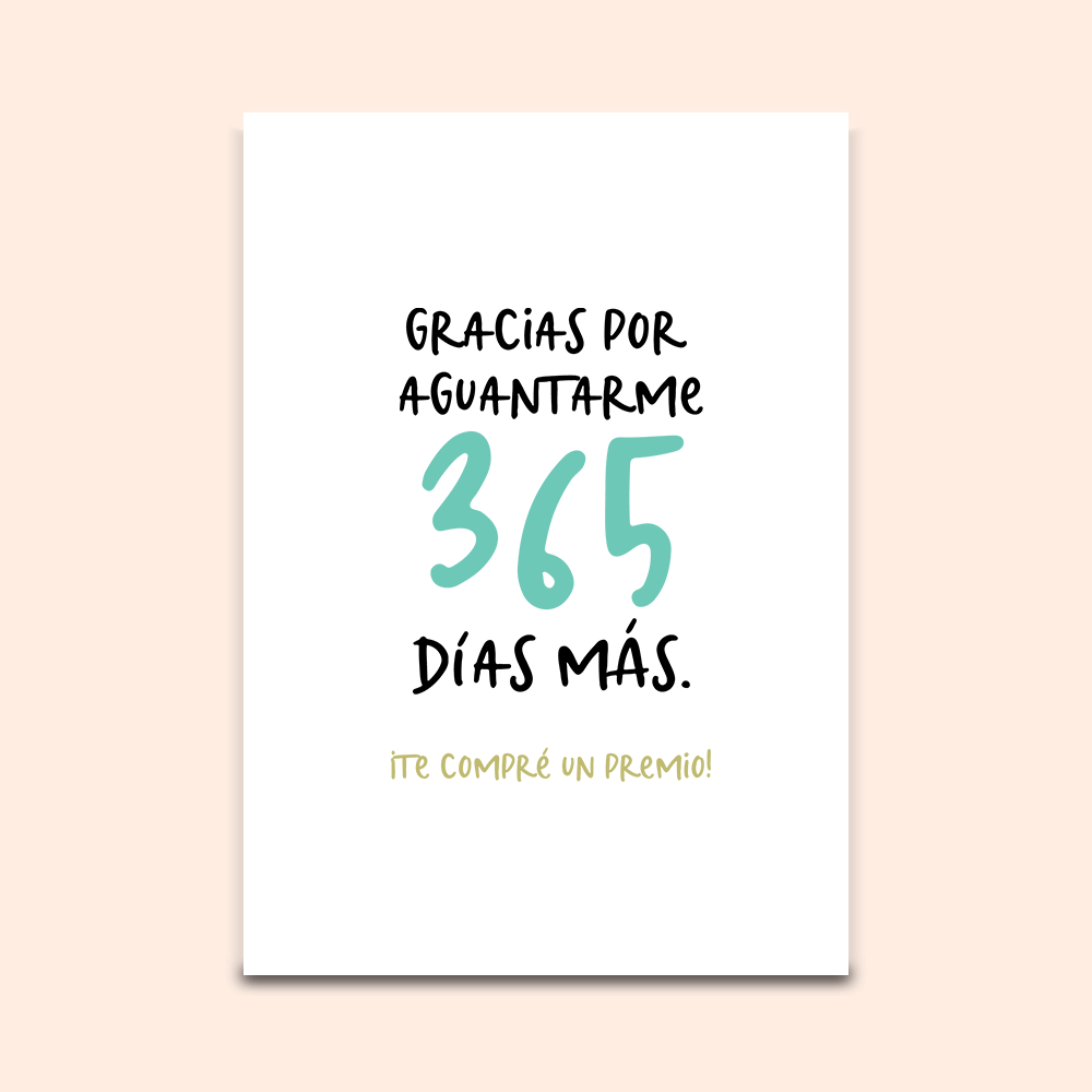 Postal Gracias por aguantarme 365 días más
